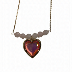 Golden pink locket necklace